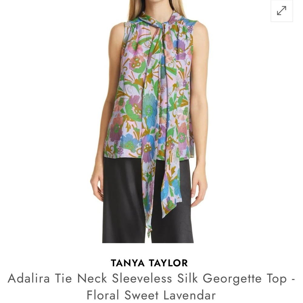 Tanya Taylor Purple Blue Tie Front Blouse